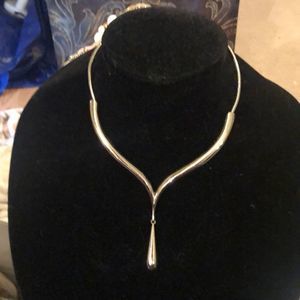 Silver statement piece one of a kind sleek v shaped necklace will hang 9in